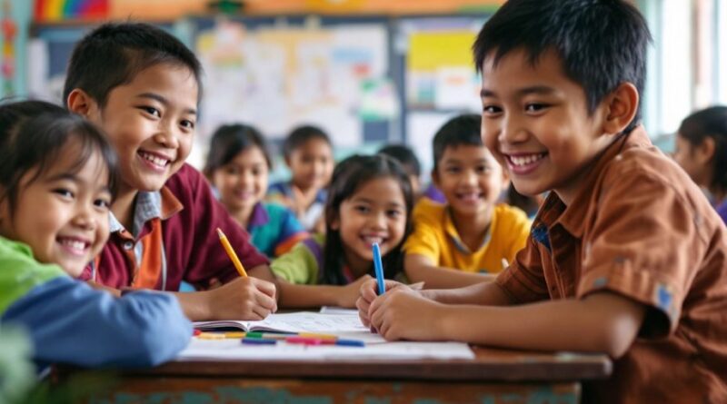 Kelas penuh siswa belajar di Yayasan Bejana Kasih Bumi Papua.